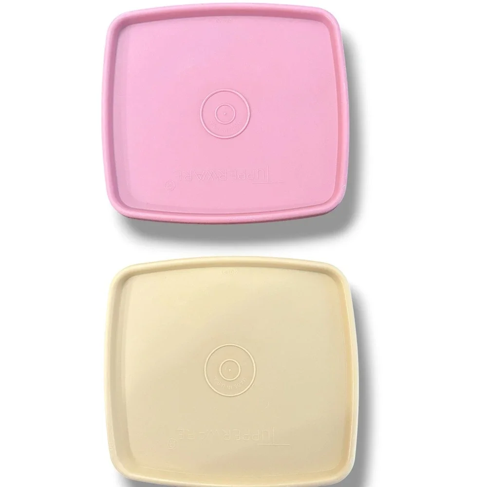 Vintage Tupperware Millionaire Line Lids 310 series Pastel Pink Blue Yellow 6pc